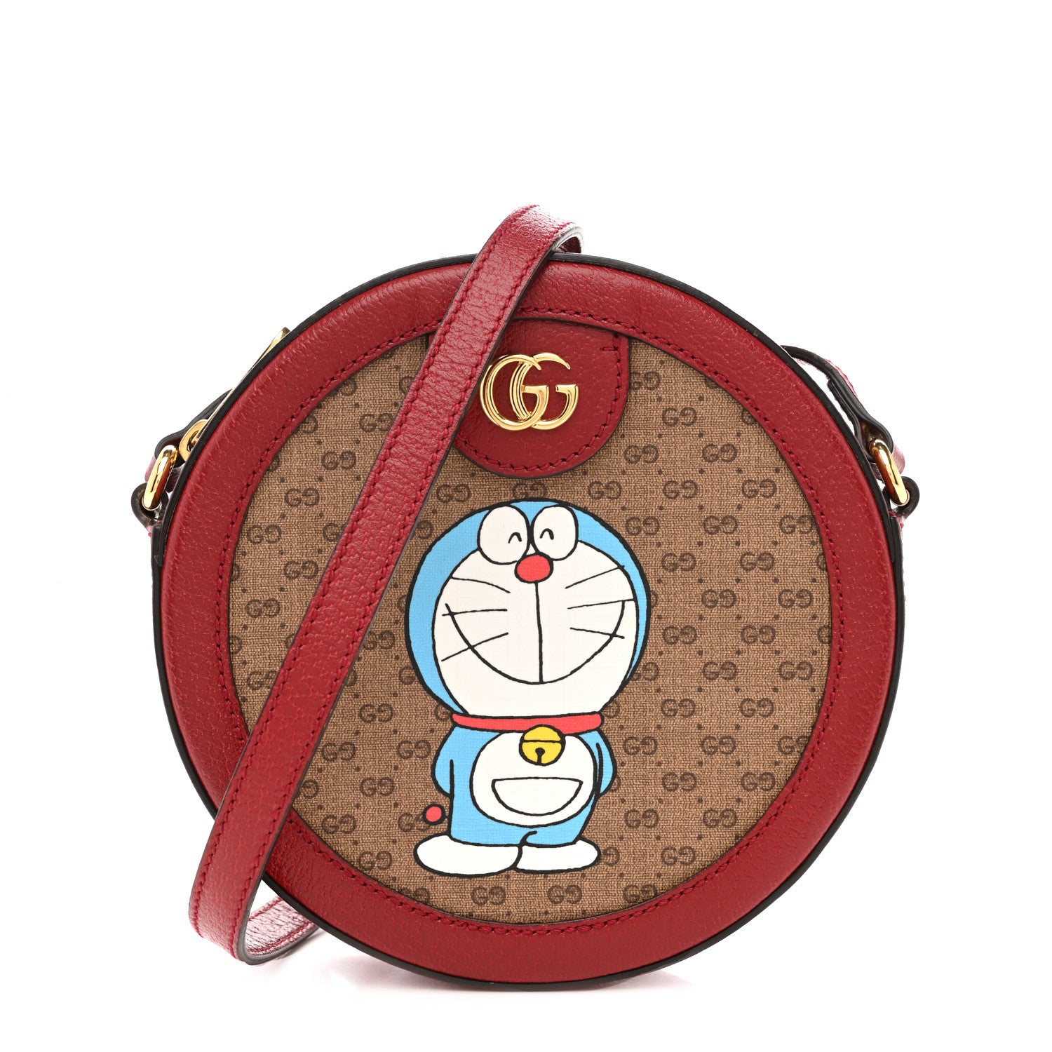 Gucci X DORAEMON Mini Vintage GG Supreme Monogram Mini Round Shoulder Bag Beige Cherry Red 1 of 14