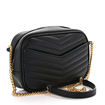 Saint Laurent Grain De Poudre Matelasse Monogram Mini Lou Camera Bag Black 3 of 10
