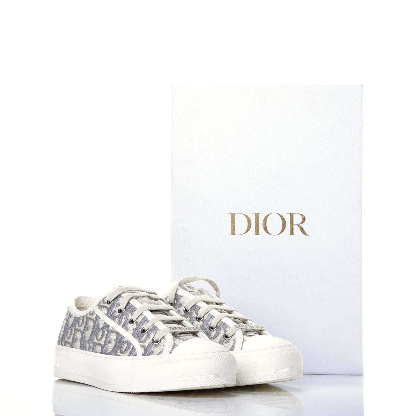 Canvas Oblique Walk'N'Dior Low Top Sneakers 38 Grey Stone