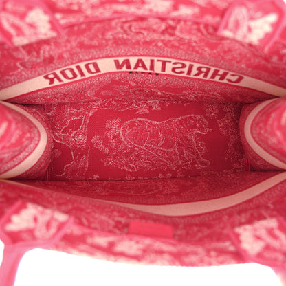 Christian Dior Canvas Embroidered Medium Dioriviera Toile De Jouy Book Tote Raspberry 5 of 10