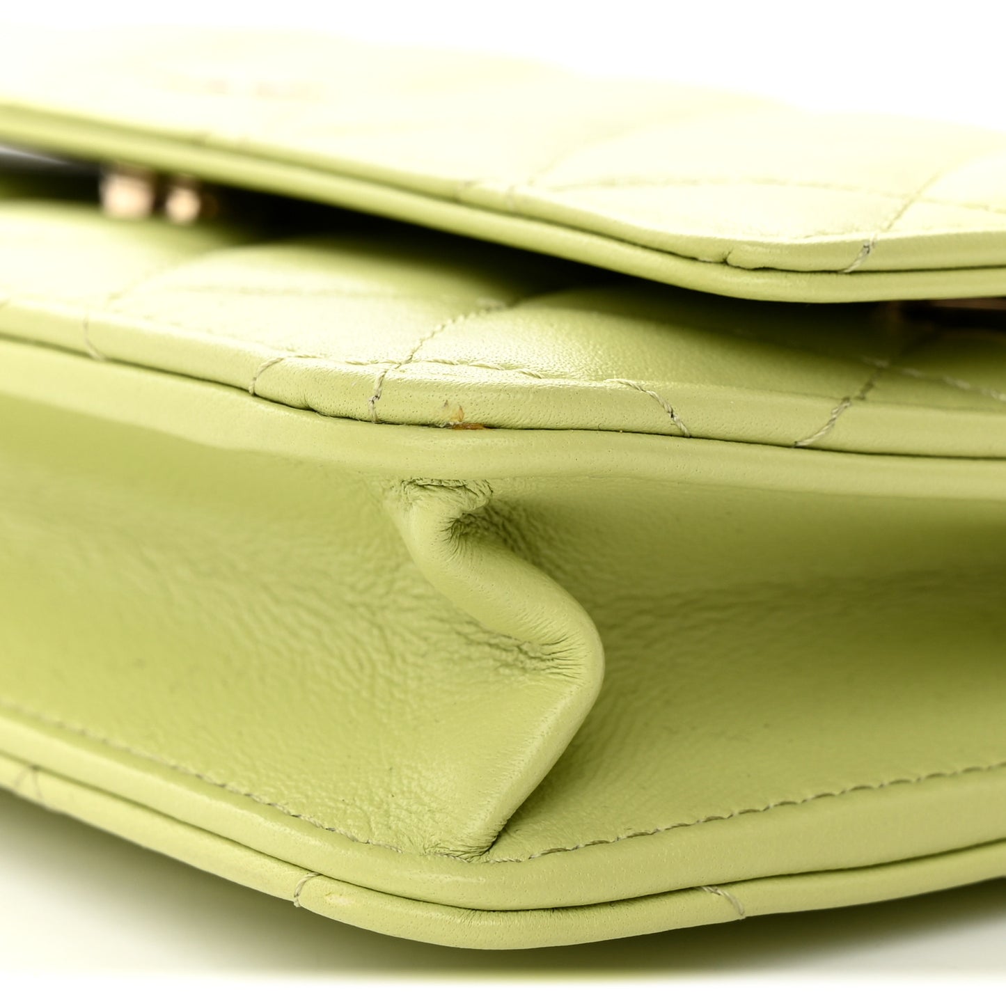 Lambskin Quilted Wallet On Chain WOC Light Green