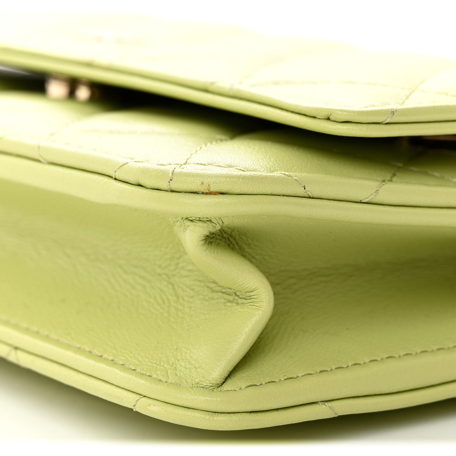 Chanel Lambskin Quilted Wallet On Chain WOC Light Green 10 of 12