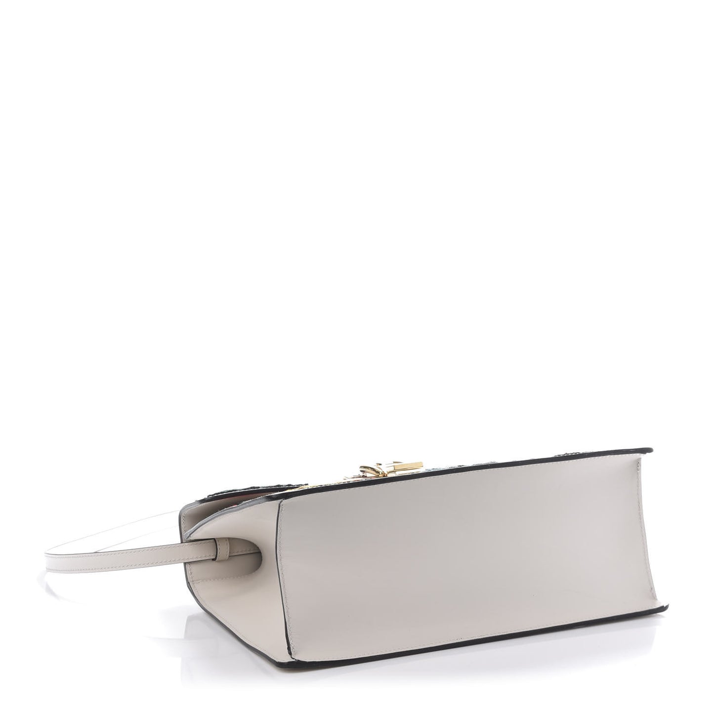 Calfskin Embroidered Medium Sylvie Top Handle Bag White
