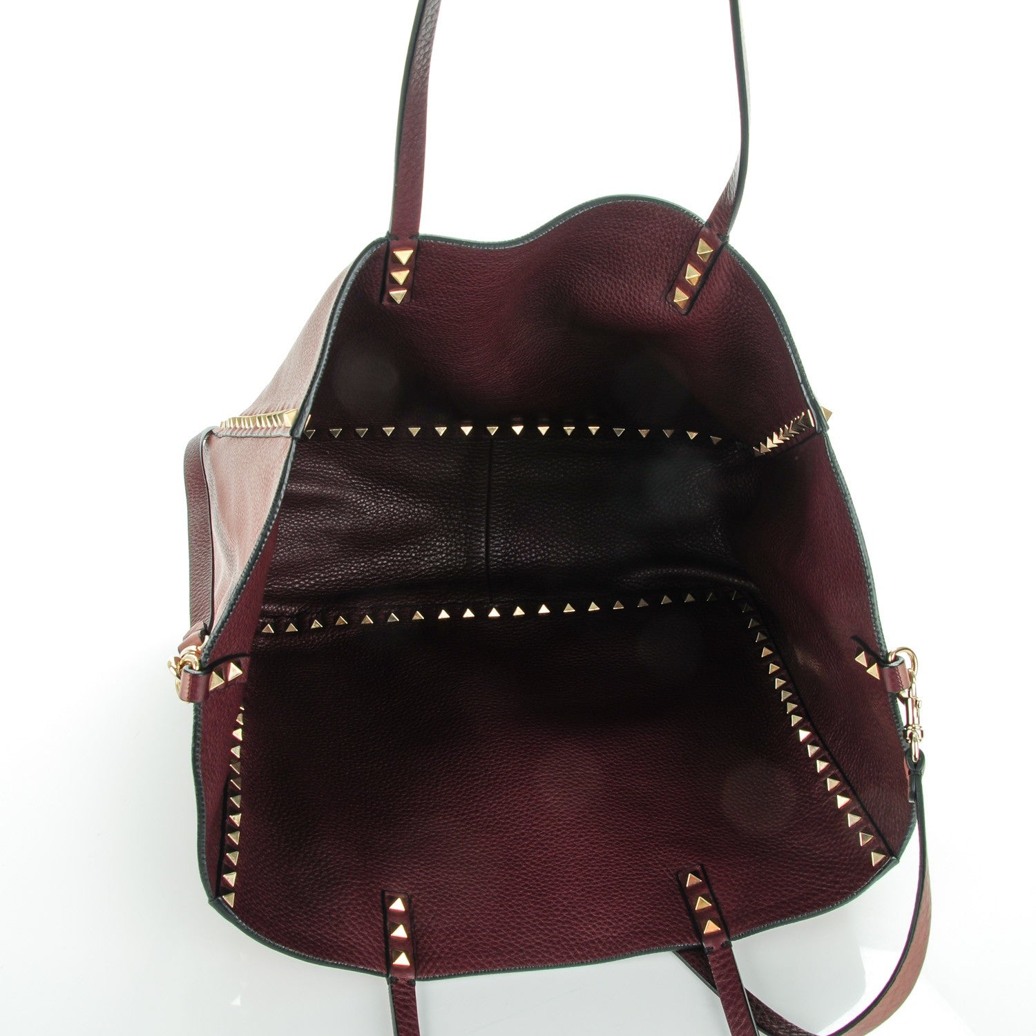 Valentino Garavani Pebbled Calfskin Medium Rockstud Reversible Tote Rubin Blush 6 of 7