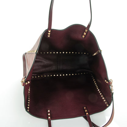 Valentino Garavani Pebbled Calfskin Medium Rockstud Reversible Tote Rubin Blush 6 of 7