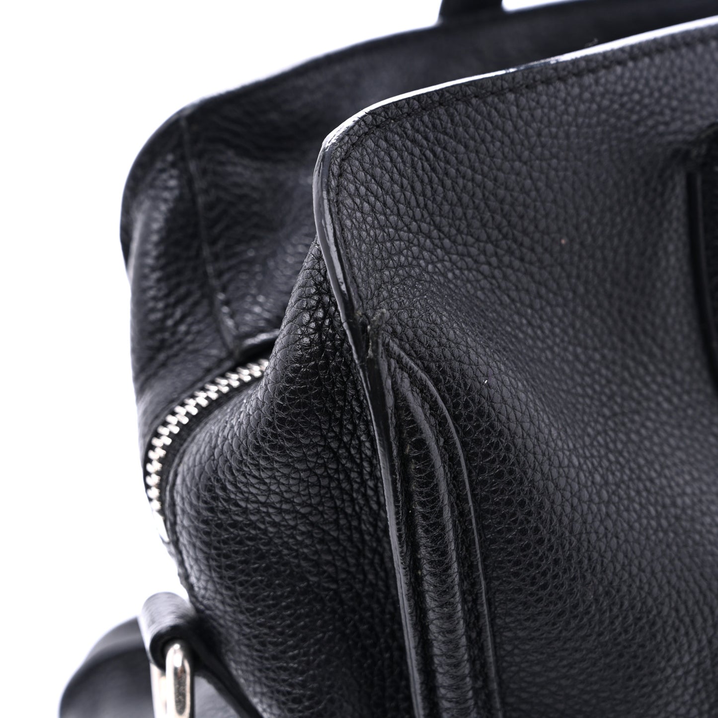 Pebbled Calfskin Mini Skull Padlock Zip Around Tote Black