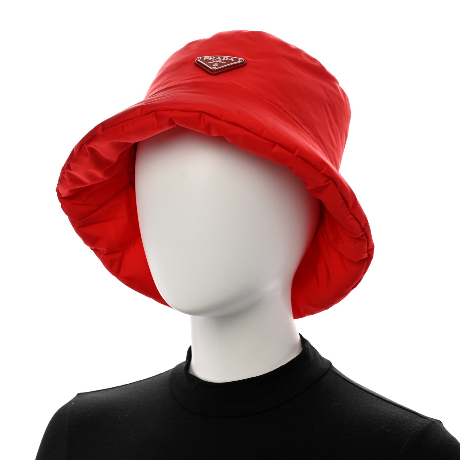 Prada Re-Nylon Metal Triangle Logo Mens Padded Bucket Hat M