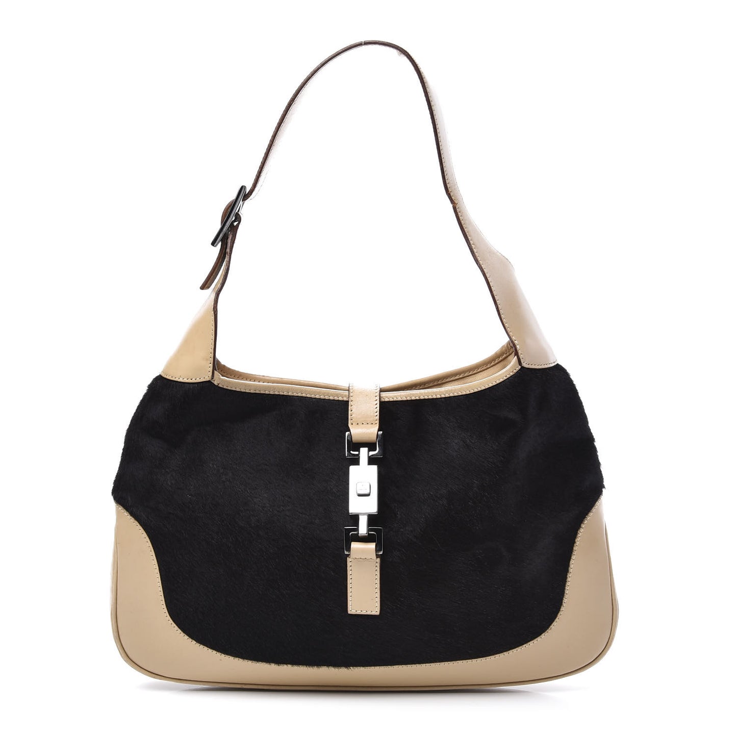 Calfskin Pony Hair Jackie O Hobo Brown Black