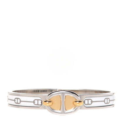 Hermes Enamel Mini Farandole Clic Chaine D'Ancre Bracelet Platine White 1 of 6