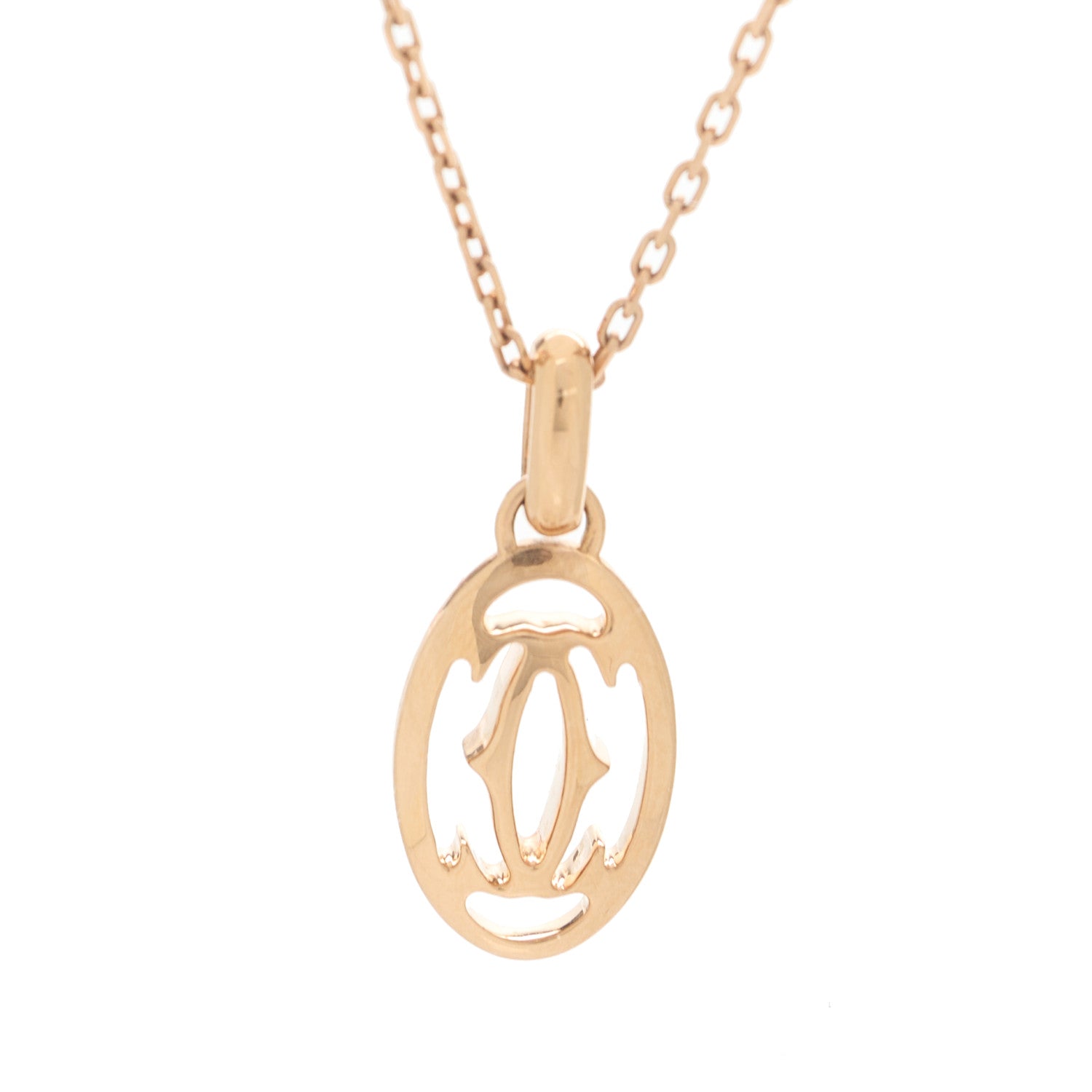 Cartier 18K Pink Gold Diamond Logo Pendant Necklace 6 of 6
