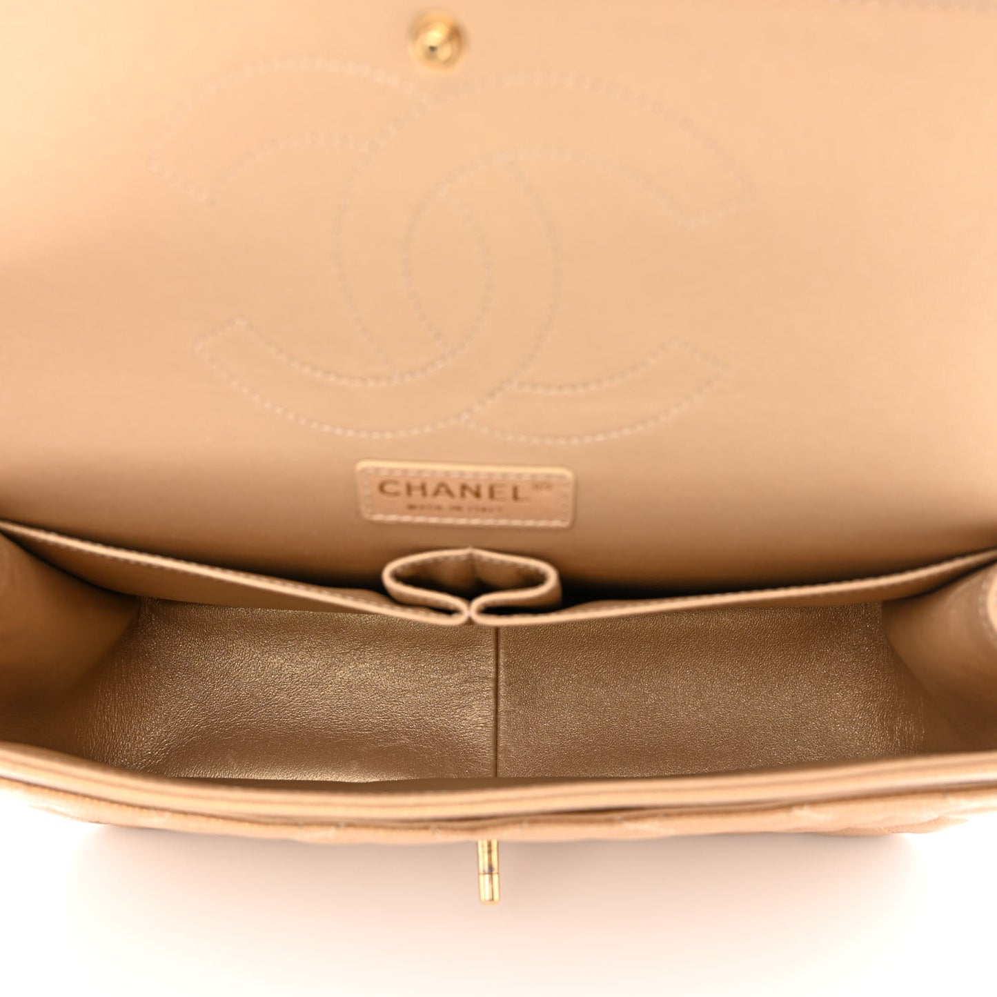 Pearly Caviar Quilted Jumbo Double Flap Gold