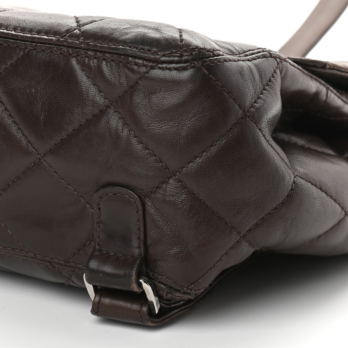 Lambskin Quilted Backpack Brown