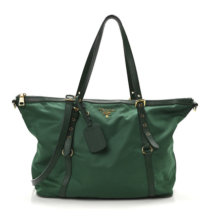 Prada Tessuto Nylon Saffiano Tote Oleandro 1 of 10