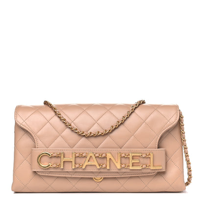Chanel Calfskin Quilted Enchained Clutch Beige 1 of 5