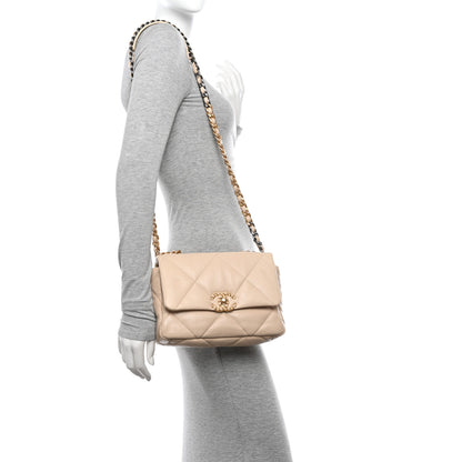 Chanel Lambskin Quilted Medium Chanel 19 Flap Light Beige 2 of 10