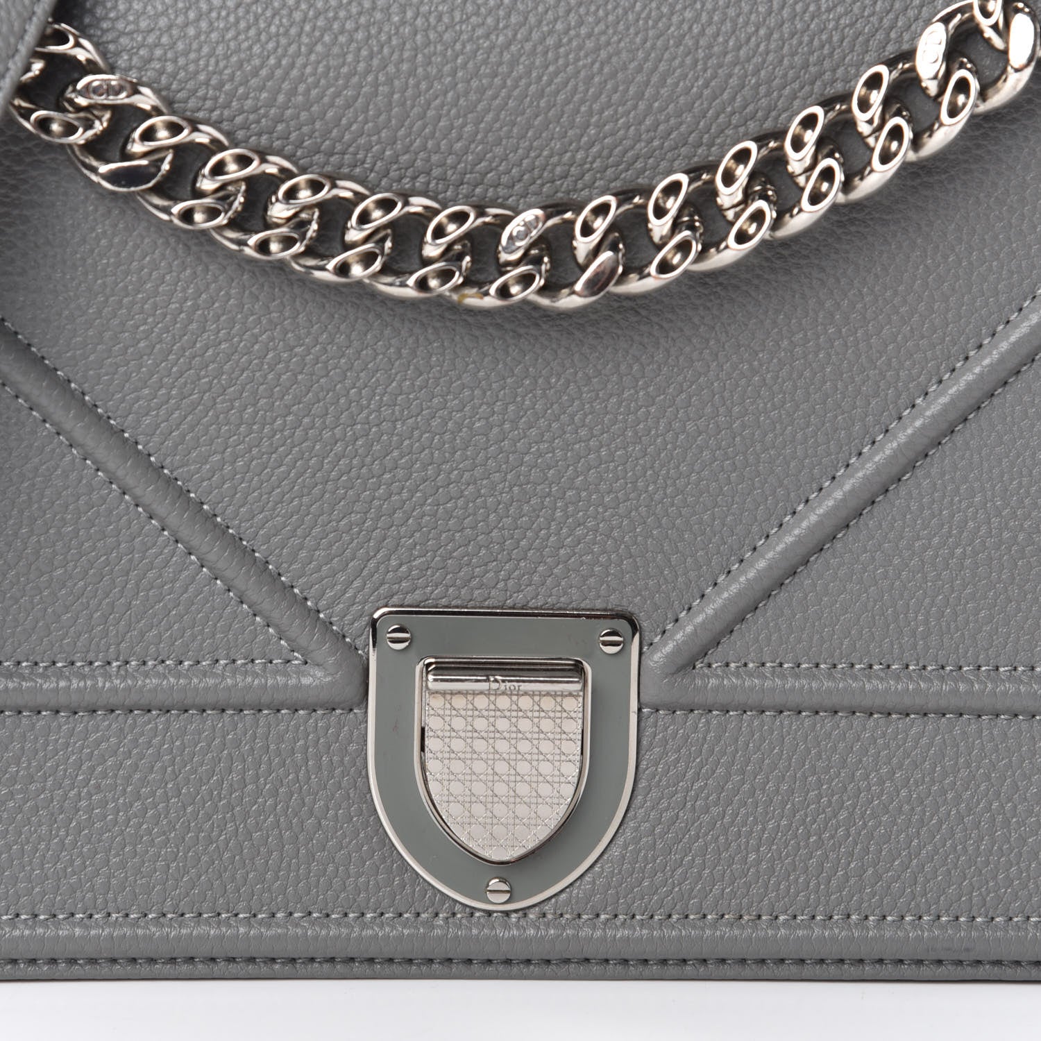 Christian Dior Grained Calfskin Medium Diorama Flap Bag Gris 7 of 9