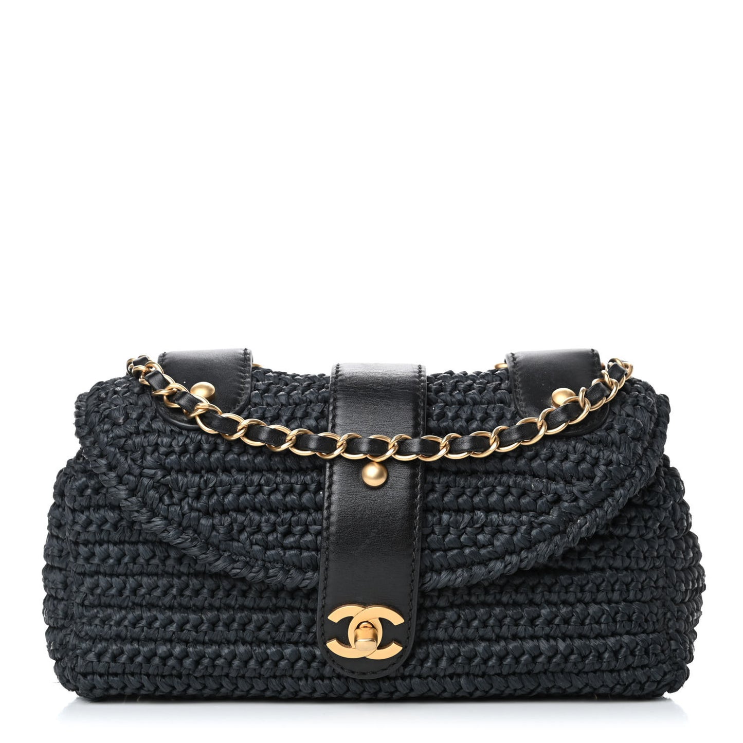 Straw Raffia Shoulder Bag Black