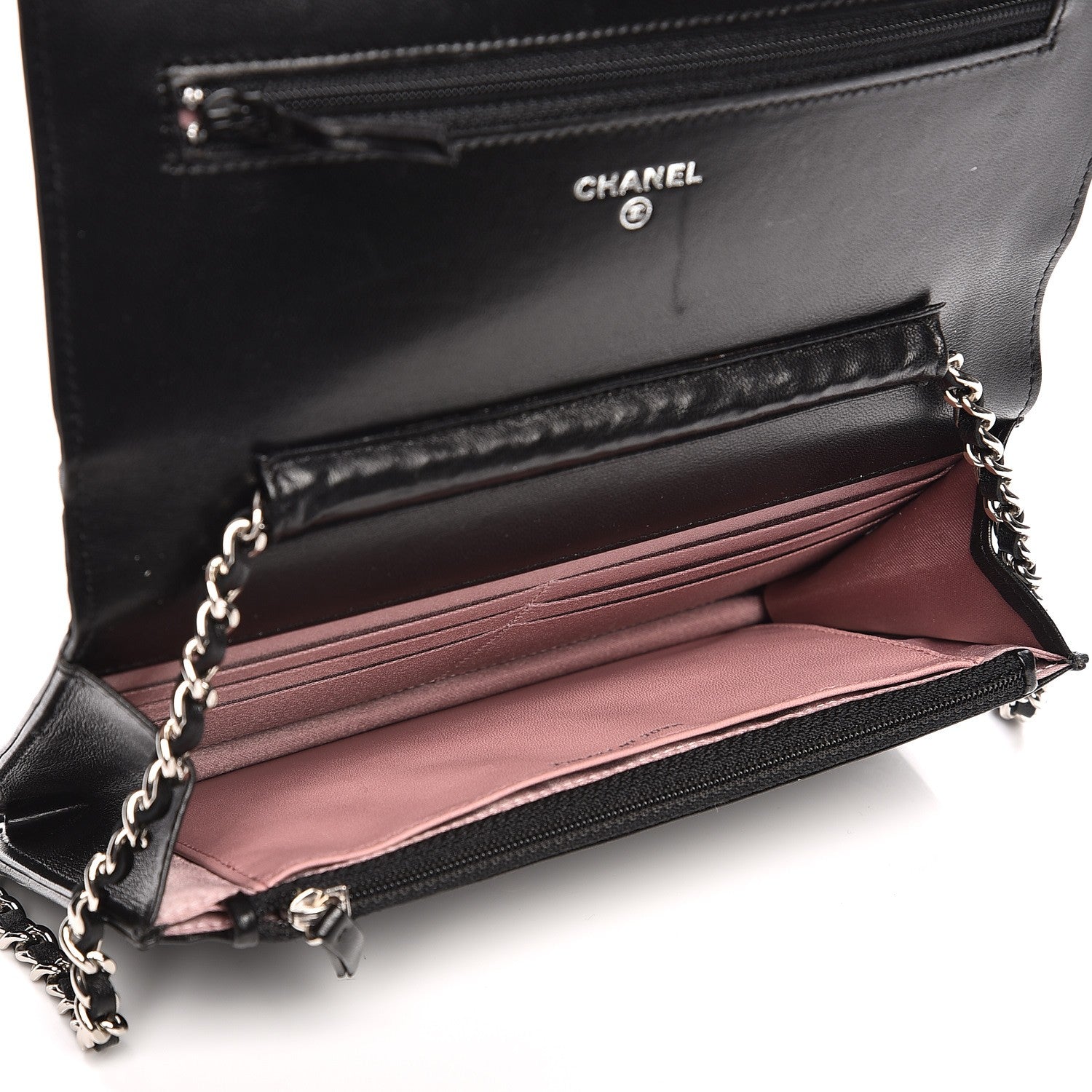 Chanel Lambskin Camellia Wallet on Chain WOC Black 5 of 9