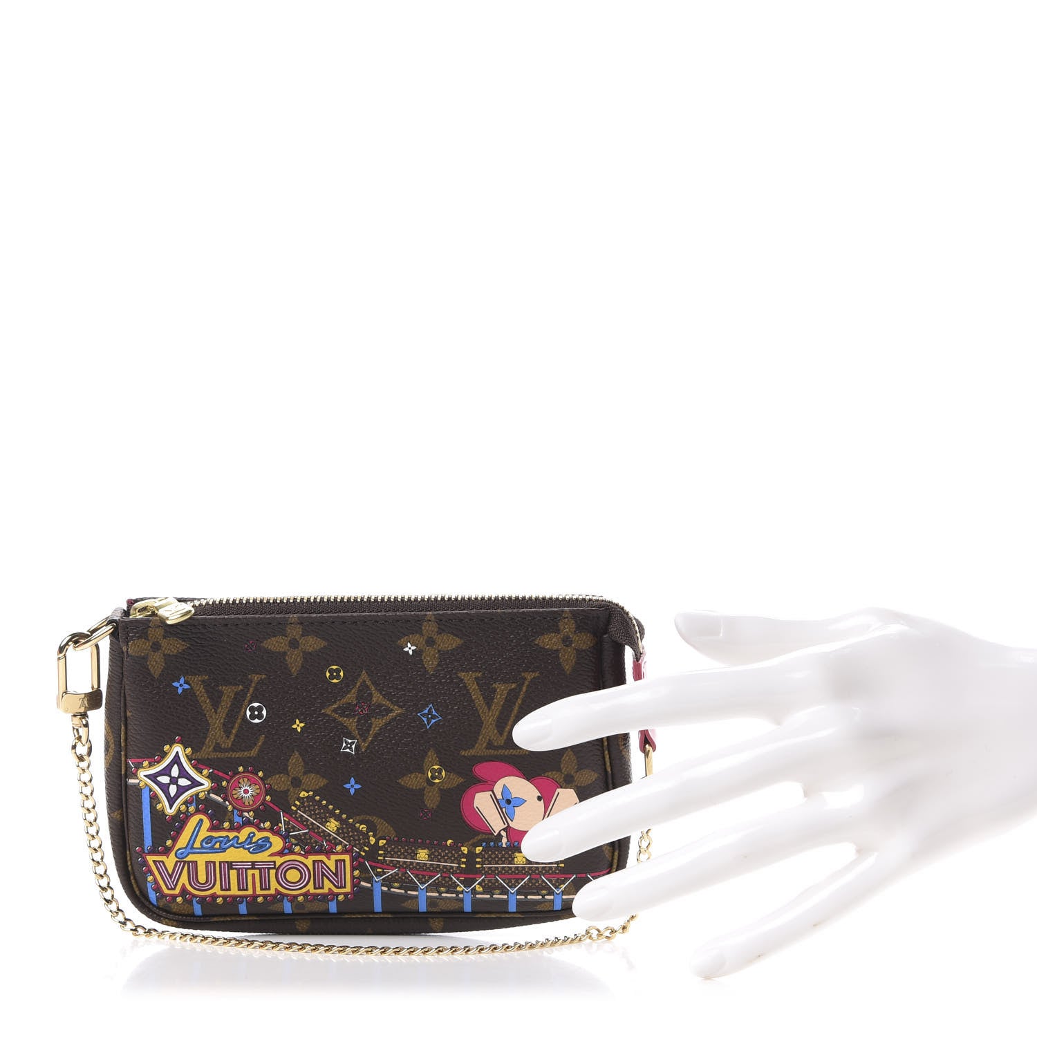 Louis Vuitton Monogram 2020 Christmas Animation Roller Coaster Mini Pochette Accessories Pivoine 2 of 11