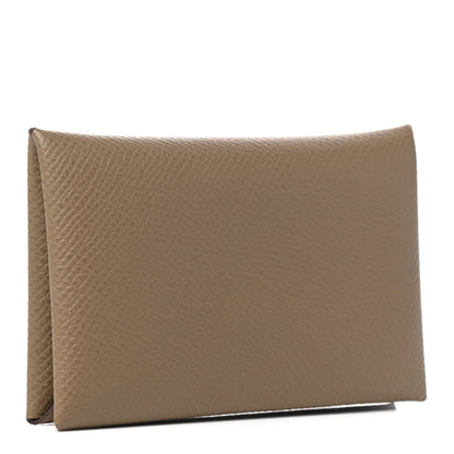 Hermes Epsom Calvi Card Case Etoupe 3 of 7