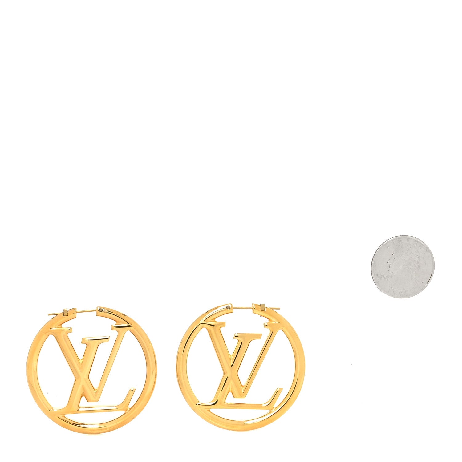 Louis Vuitton Metal Louise Hoop Earrings Gold 2 of 5