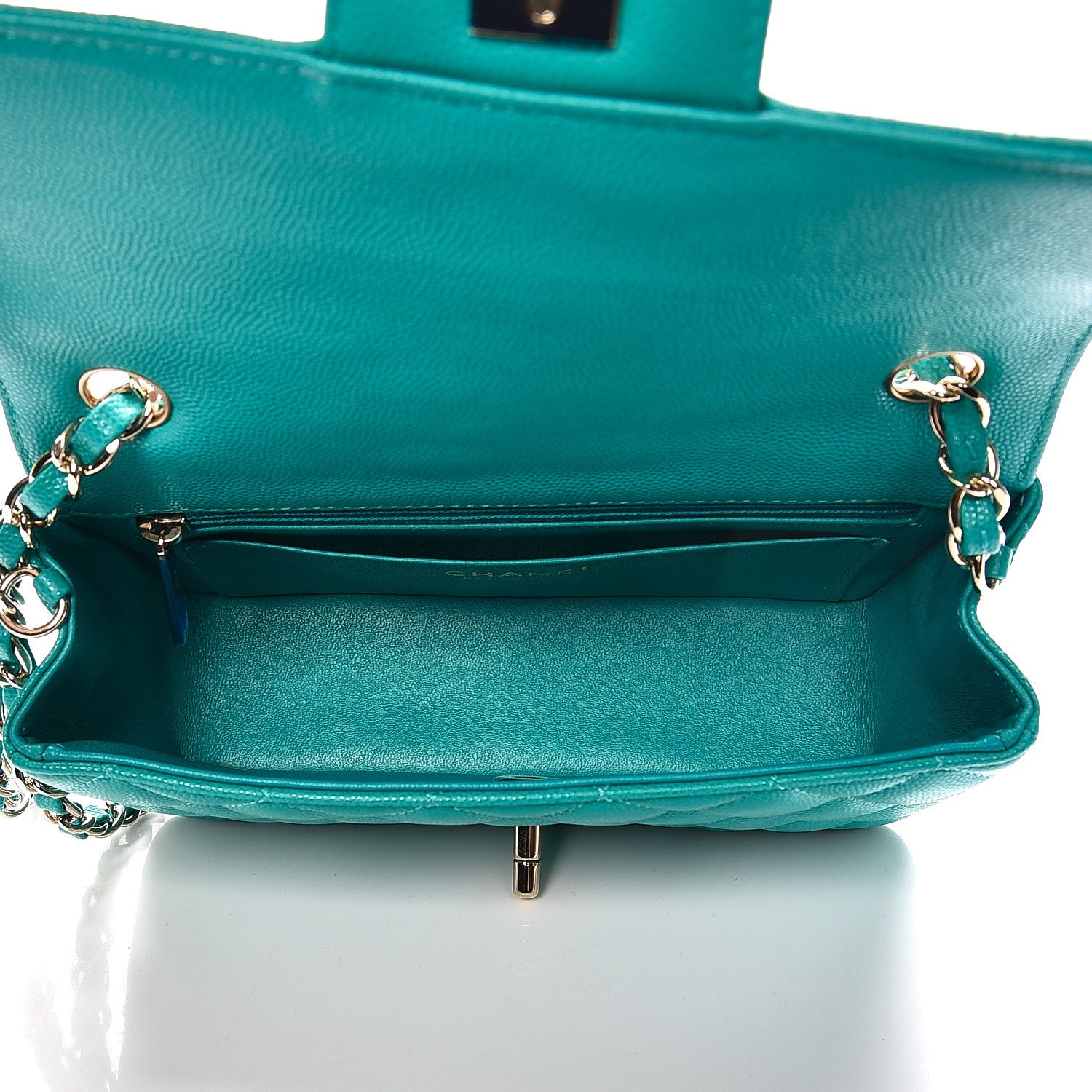 Chanel Caviar Quilted Mini Rectangular Flap Turquoise 5 of 7