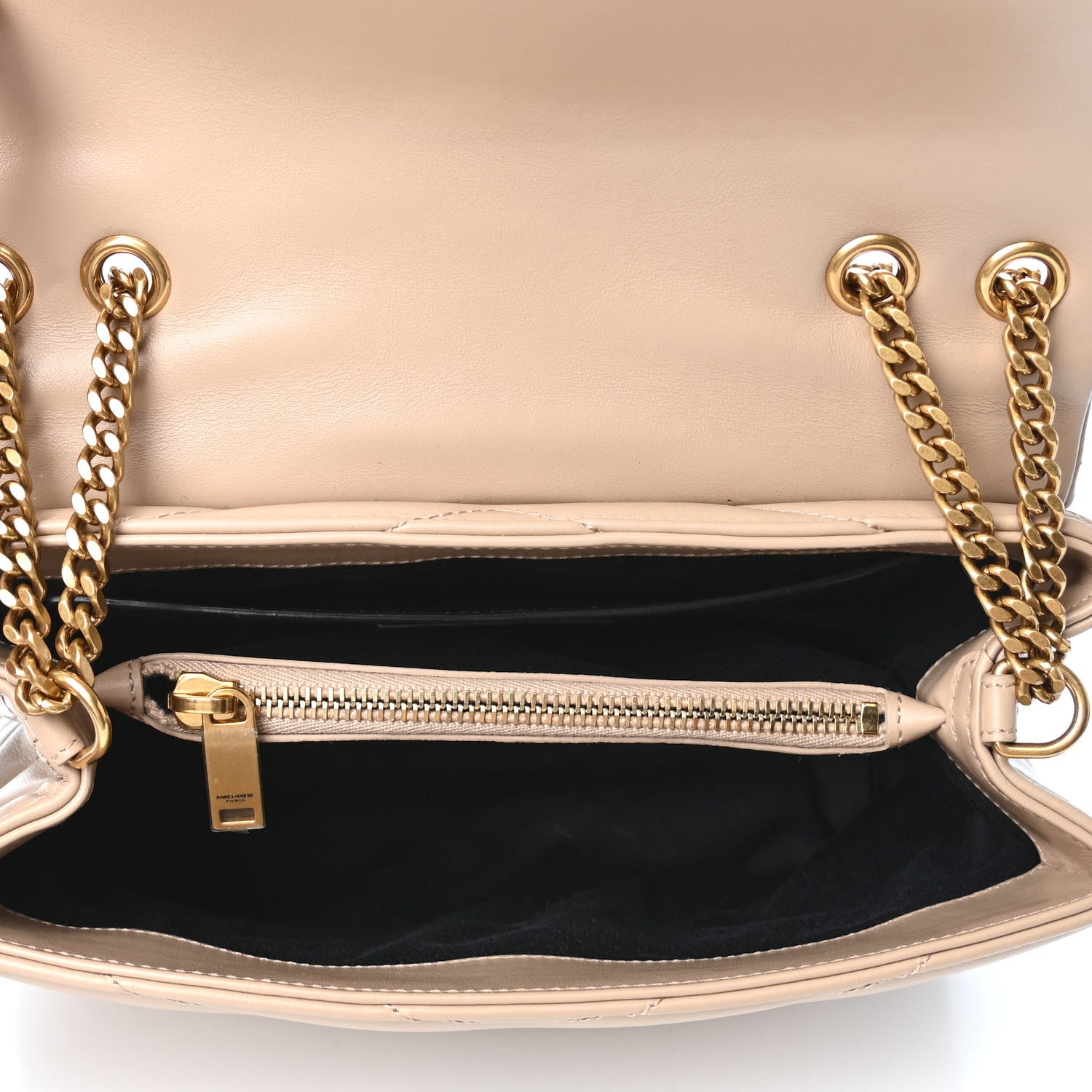 Saint Laurent Calfskin Y Quilted Monogram Small Loulou Chain Satchel Dark Beige 4 of 4