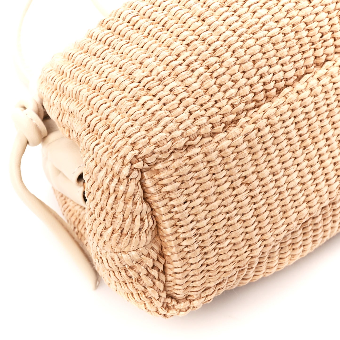 Raffia Lambskin Woven Mini Cloud Clutch Natural Avorio