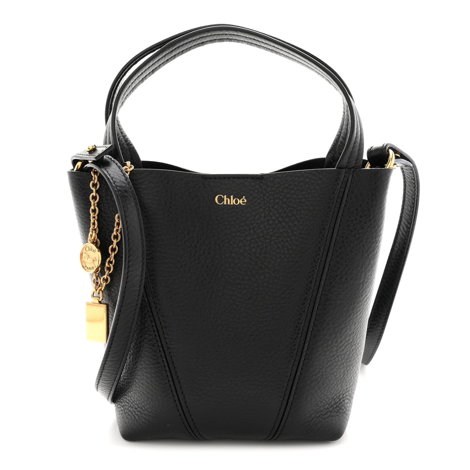 Chloe Grained Calfskin Small Spin Tote Black 1 of 10