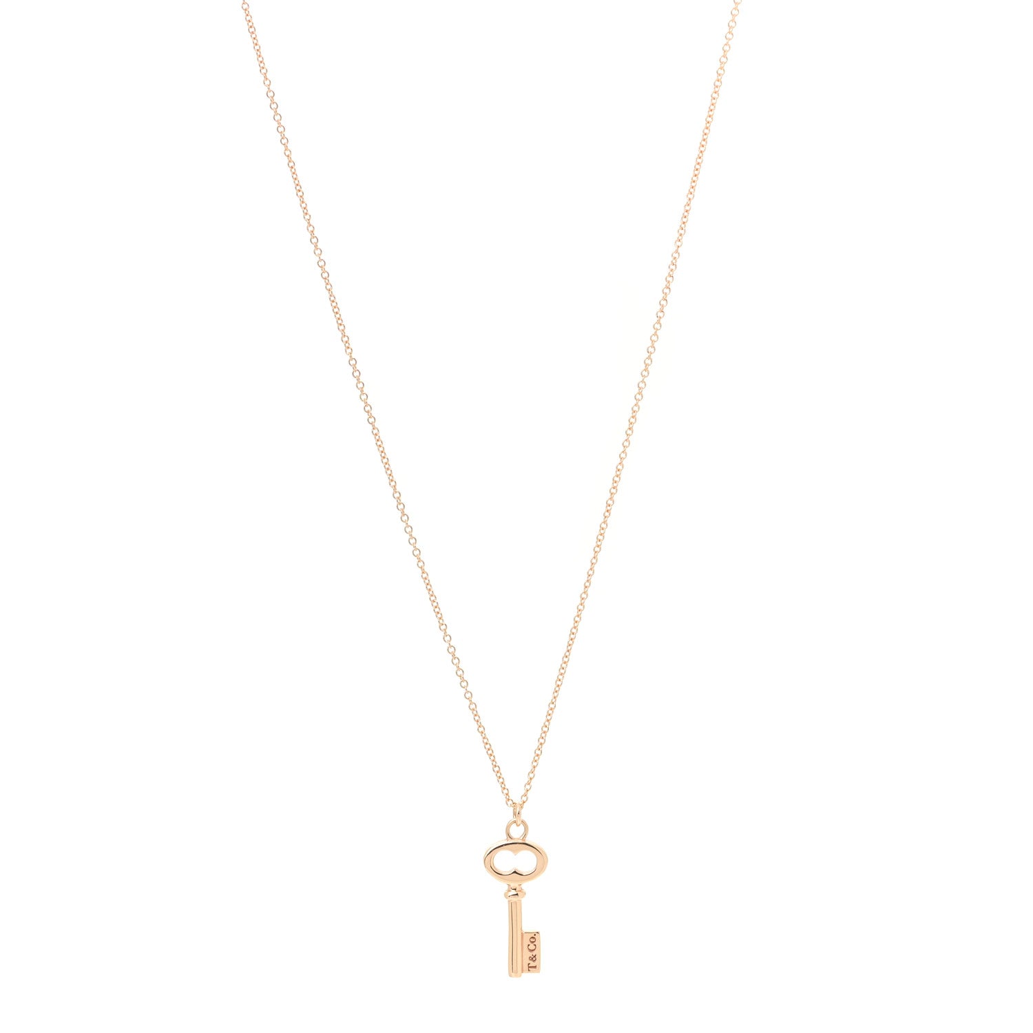 Tiffany 18K Rose Gold Mini Key Pendant Necklace 1 of 5