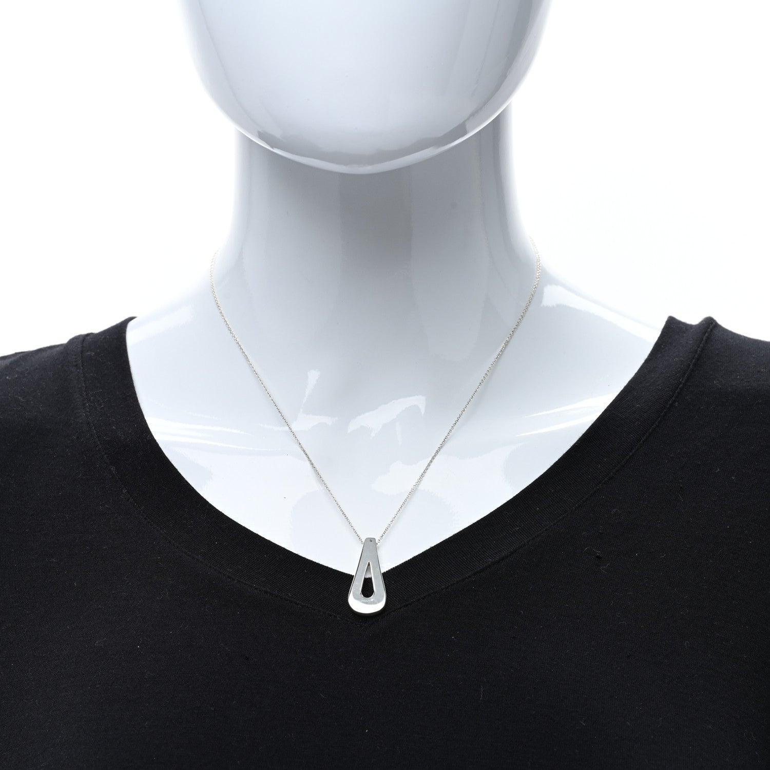 Tiffany Sterling Silver Blue Sapphire Loop Pendant Necklace 3 of 4