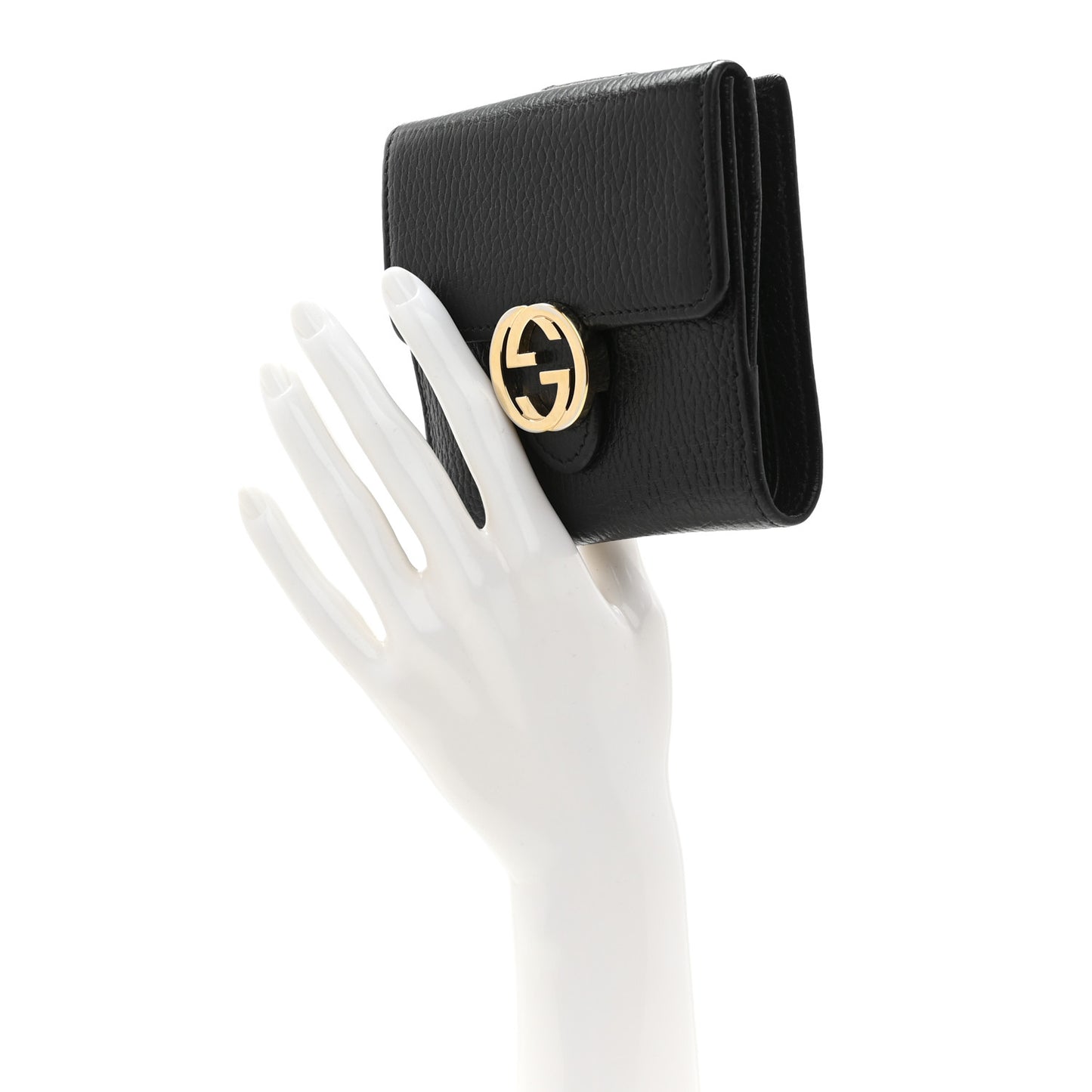 Dollar Calfskin Interlocking G French Wallet Black