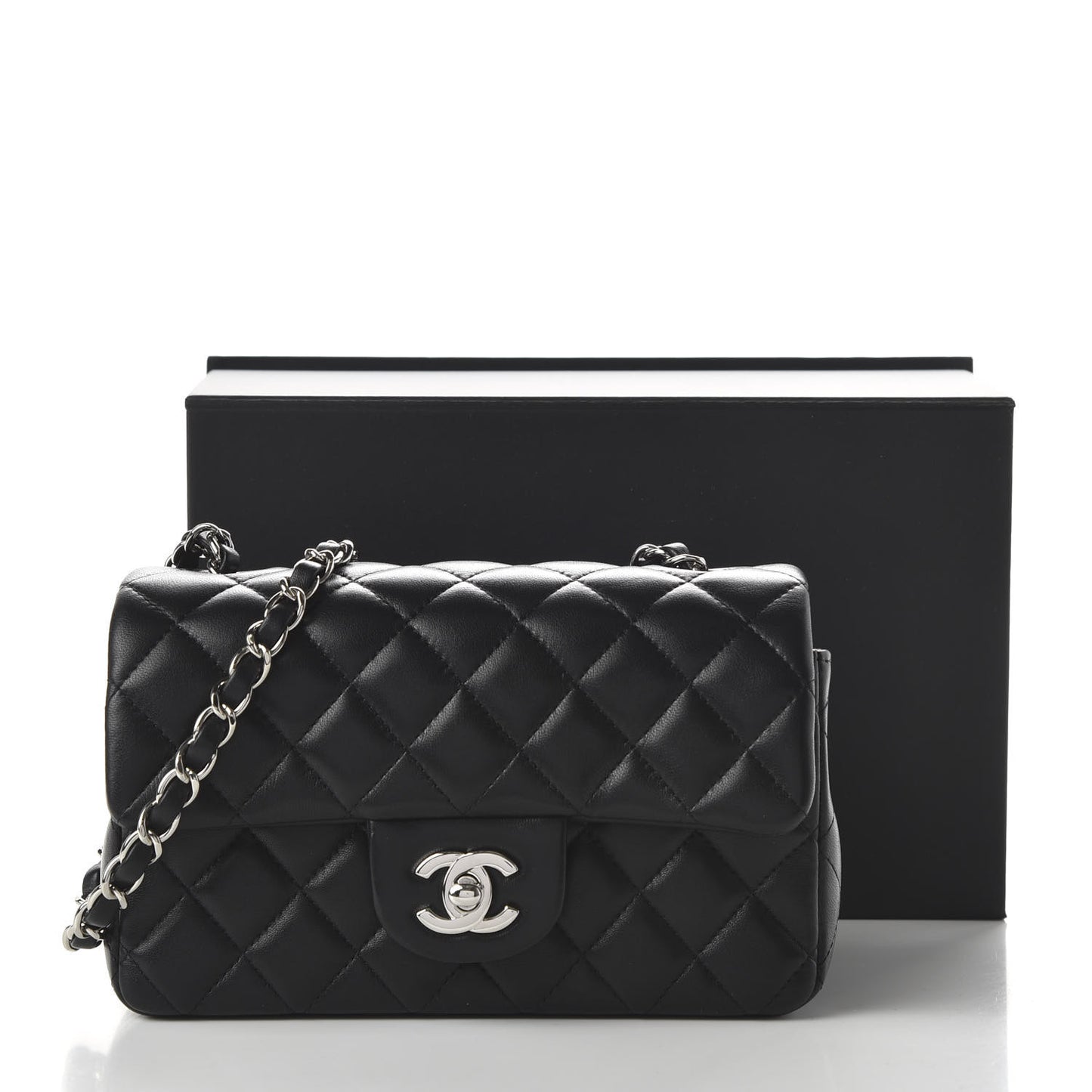 Lambskin Quilted Mini Rectangular Flap Black