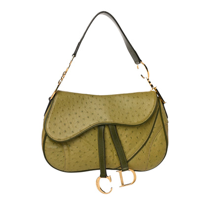 Christian Dior Ostrich Double Saddle Bag Green 1 of 11