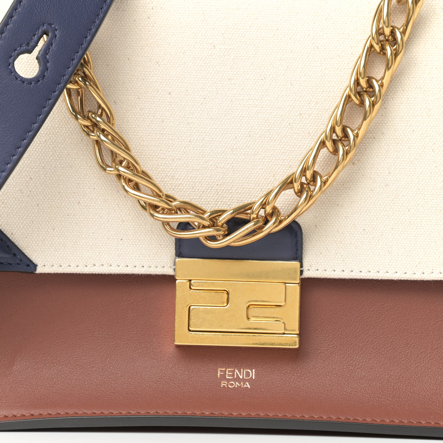 Fendi Vitello Grace Century Seville Canvas F is Fendi Kan U Shoulder Bag Rust Grezzo Blueberry 9 of 9