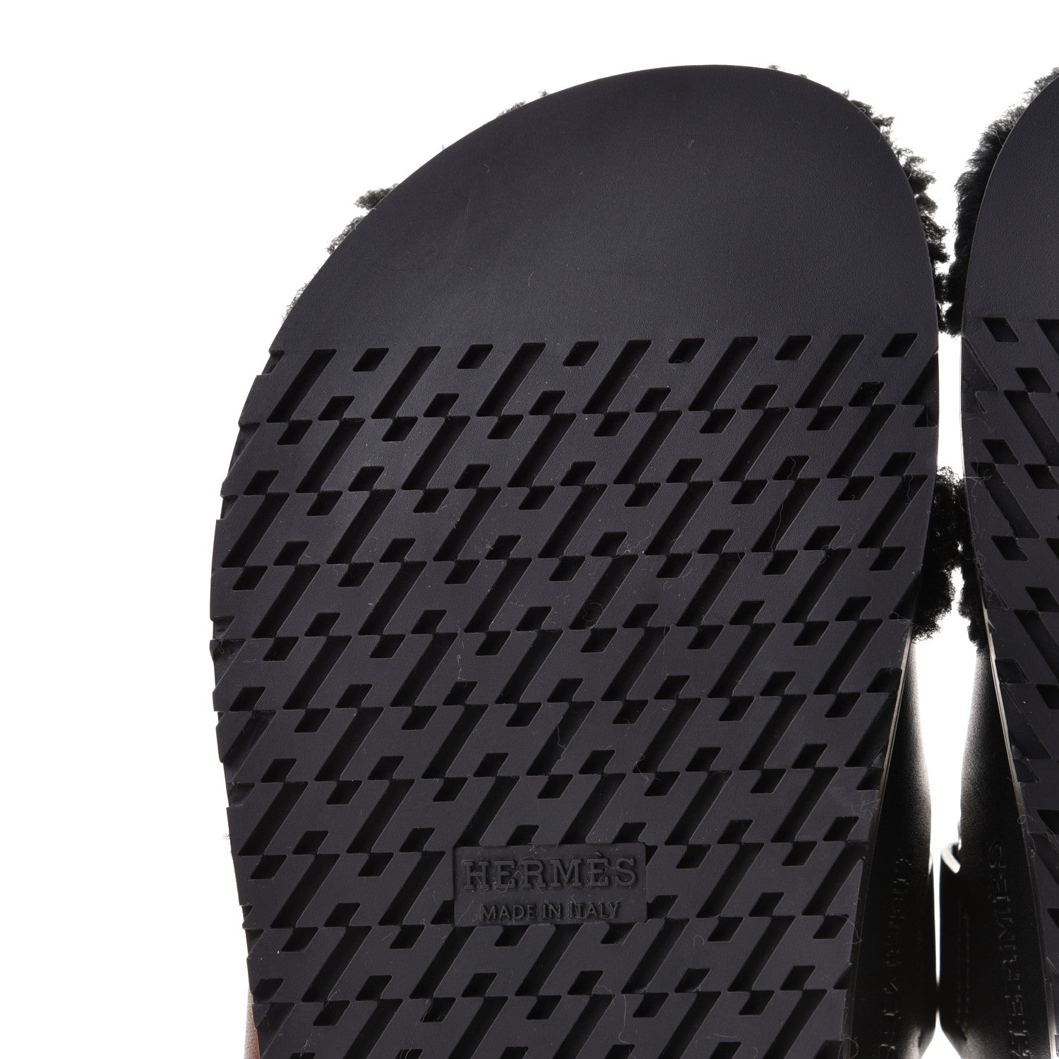 Hermes Calfskin Woolskin Womens Chypre Sandals 36 Black 9 of 12