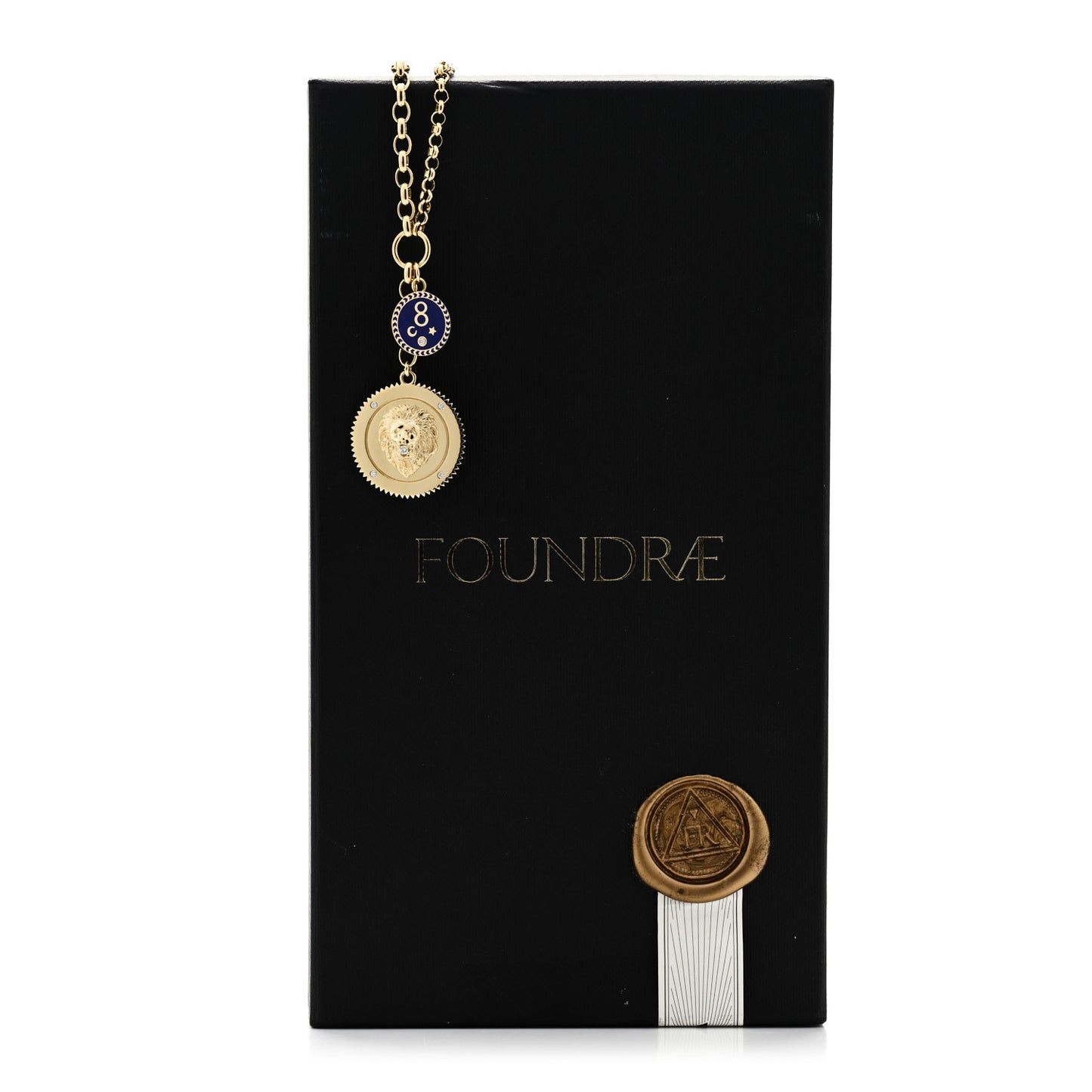 18K Yellow Gold Enamel Large Strength Petite Karma Medallion Heavy Mixed Belcher Extension Chain Necklace Blue