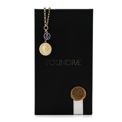 Foundrae 18K Yellow Gold Enamel Large Strength Petite Karma Medallion Heavy Mixed Belcher Extension Chain Necklace Blue 7 of 7