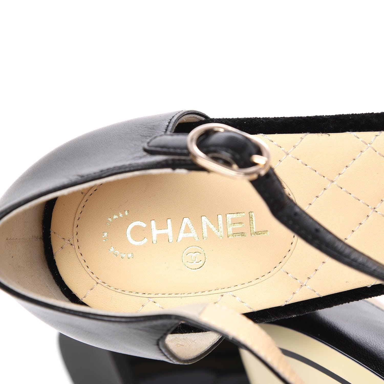 Chanel Lambskin Patent Grosgrain Pearl Camellia Pumps 40.5 Black 7 of 9