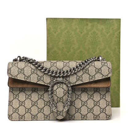 Gucci GG Supreme Monogram Suede Crystal Small Dionysus Shoulder Bag Beige Ebony Taupe 11 of 11
