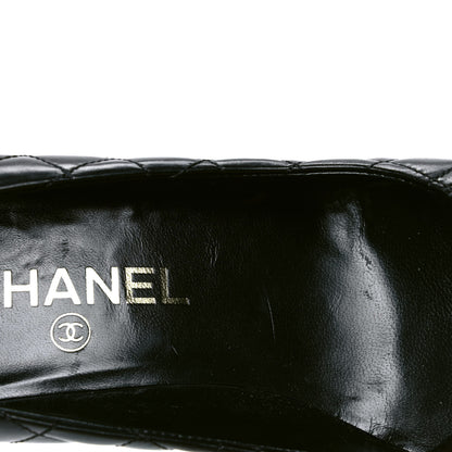Chanel Lambskin Quilted Cap Toe Pumps 37 Black 6 of 6