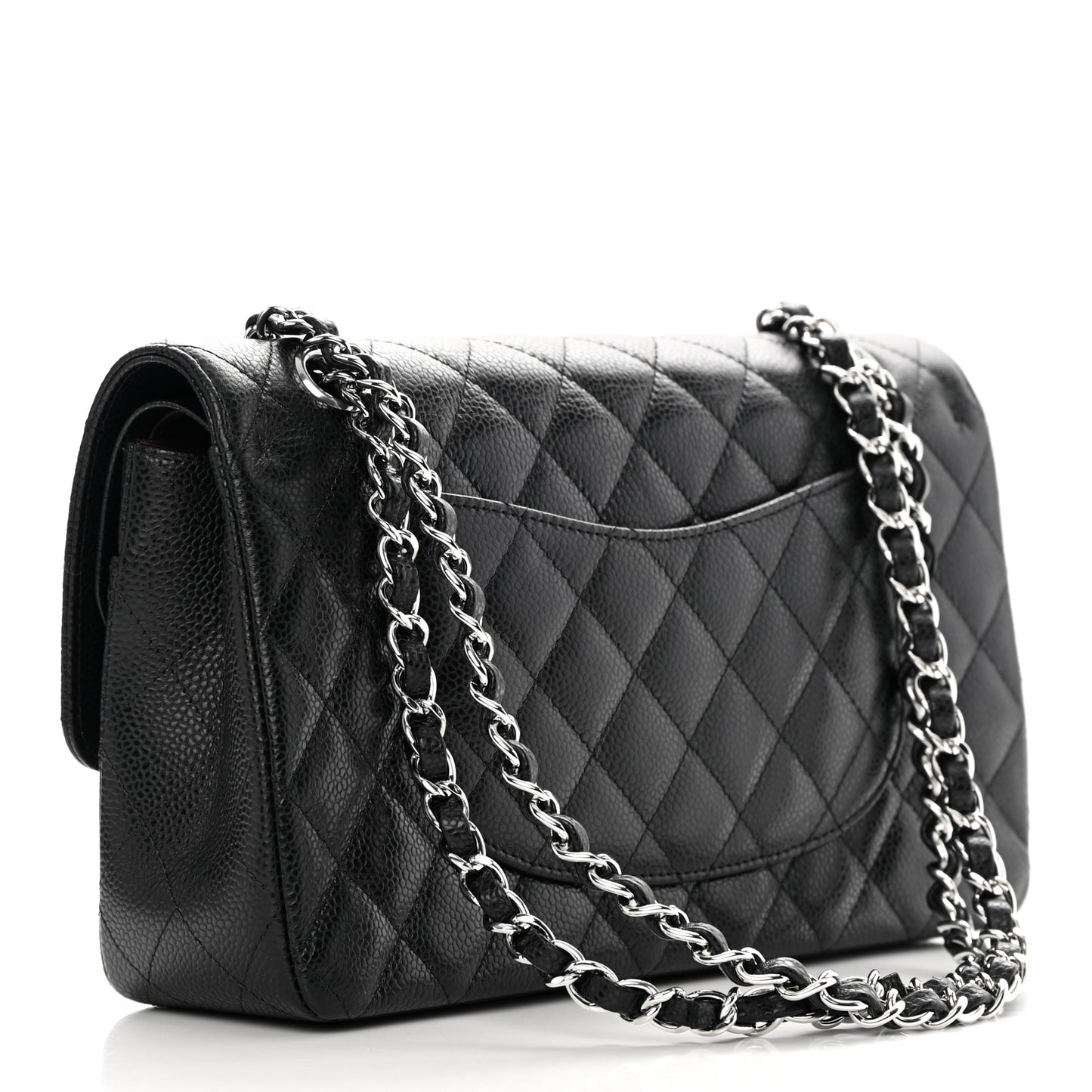 Caviar Quilted Medium Double Flap Black