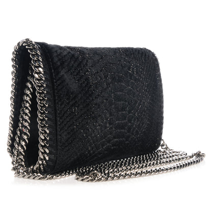Stella McCartney Python Embossed Velvet Falabella Crossbody Black 3 of 8