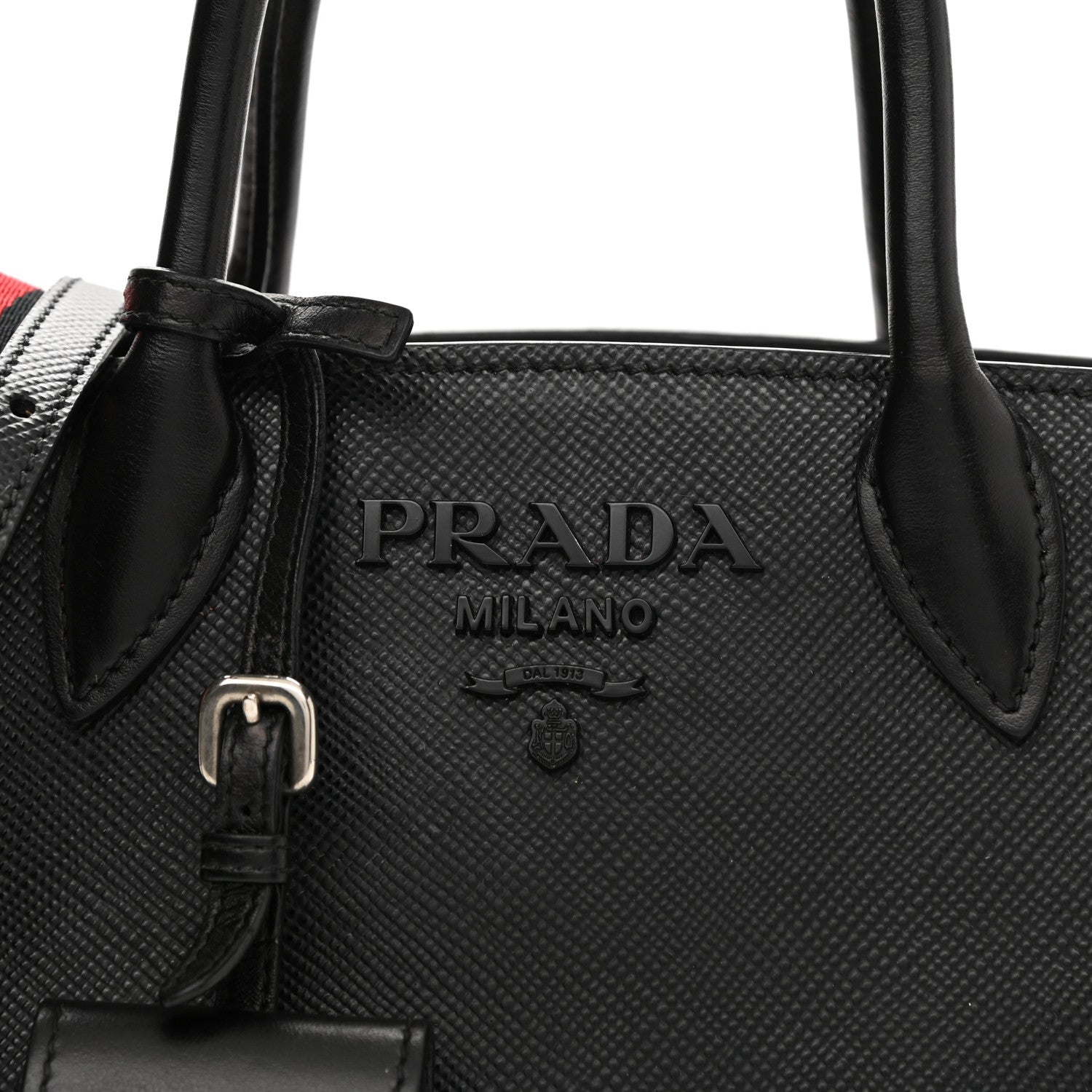 Prada Saffiano Cuir Calfskin Mini Monochrome Top Handle Tote Black 8 of 14