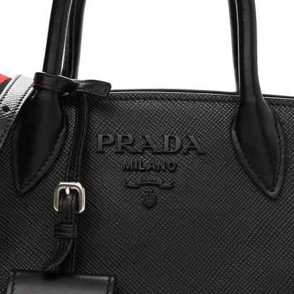 Prada Saffiano Cuir Calfskin Mini Monochrome Top Handle Tote Black 8 of 14