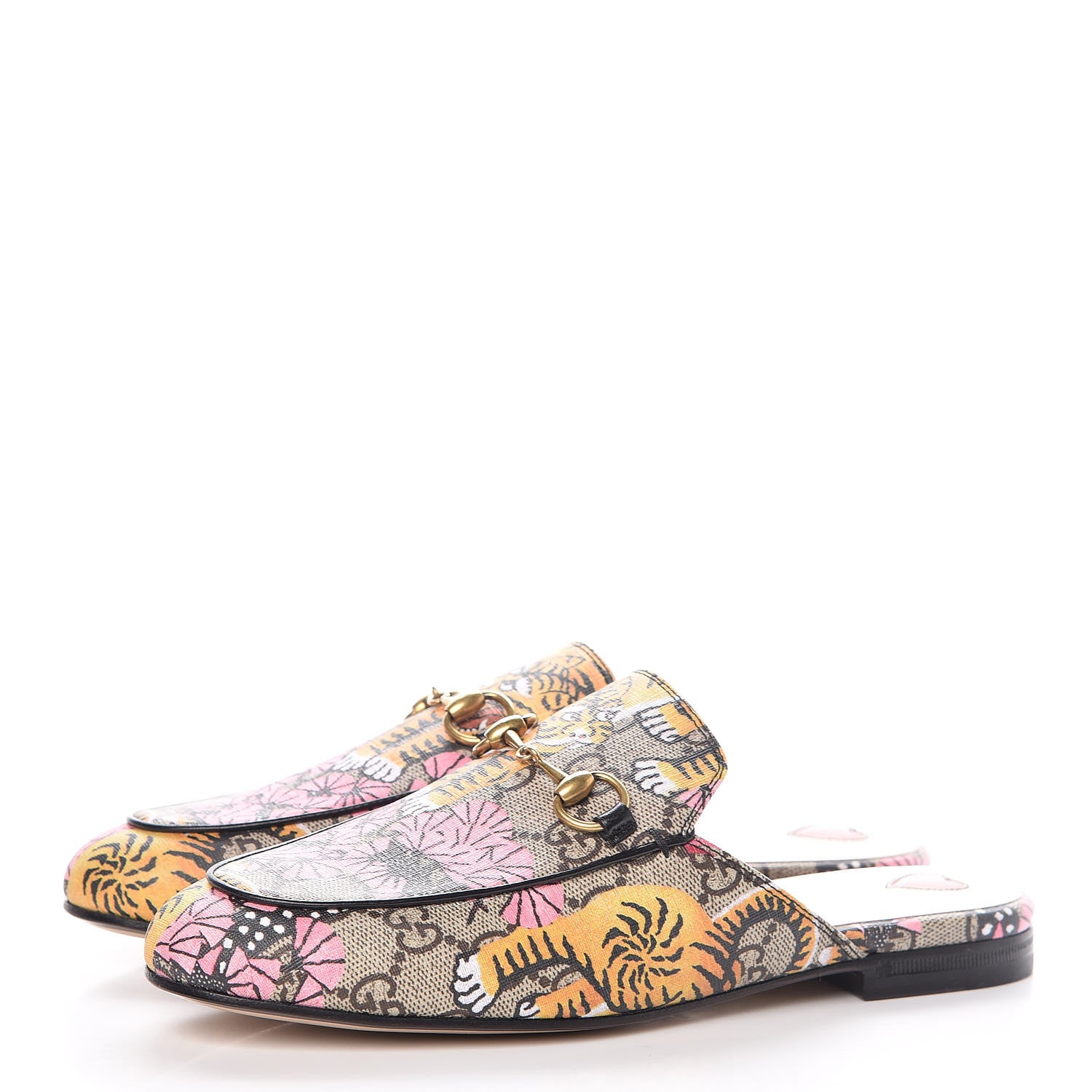 Gucci GG Supreme Monogram Bengal Womens Princetown Slippers 36.5 Beige Crop Pink 3 of 10