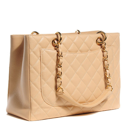Chanel Caviar Quilted Grand Shopping Tote GST Beige Clair 3 of 6