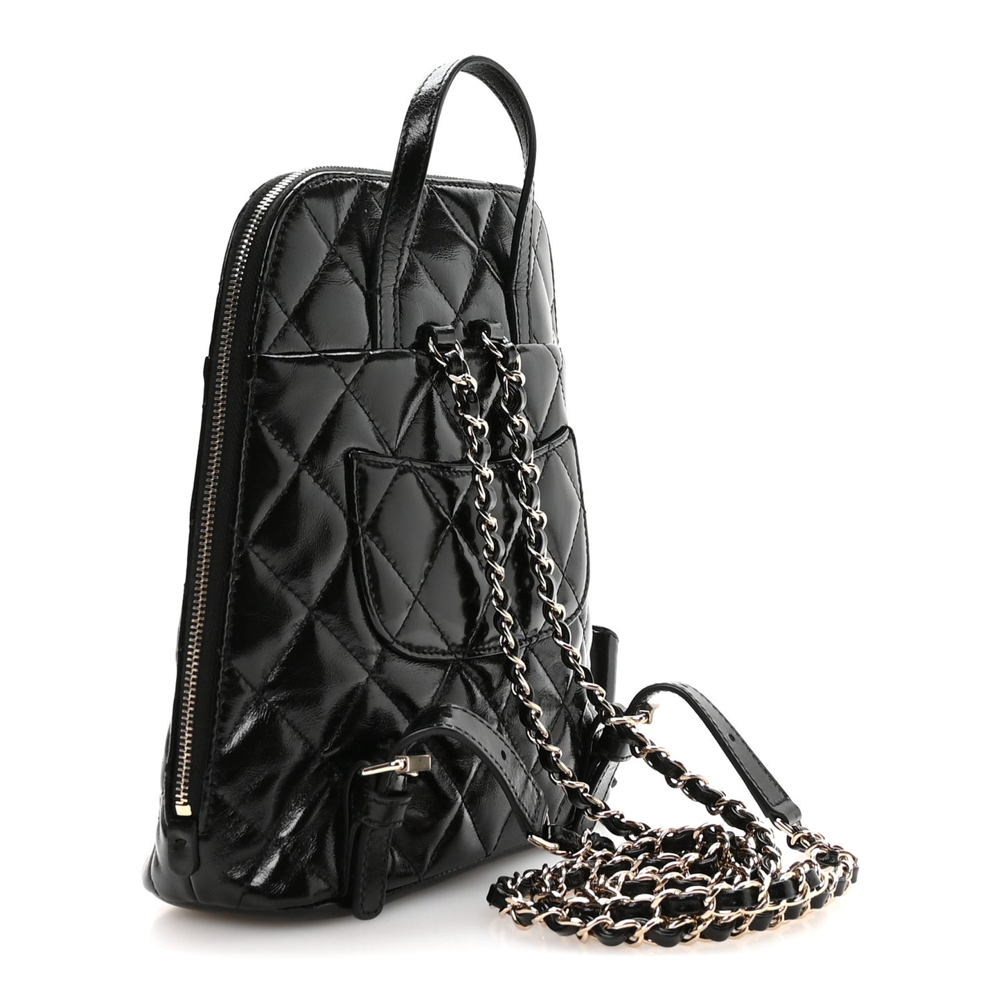 Shiny Calfskin My Pocket Backpack Black