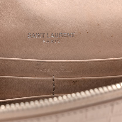 Saint Laurent Calfskin Crocodile Embossed Kate Monogram Tassel Chain Wallet Marble Pink 6 of 16