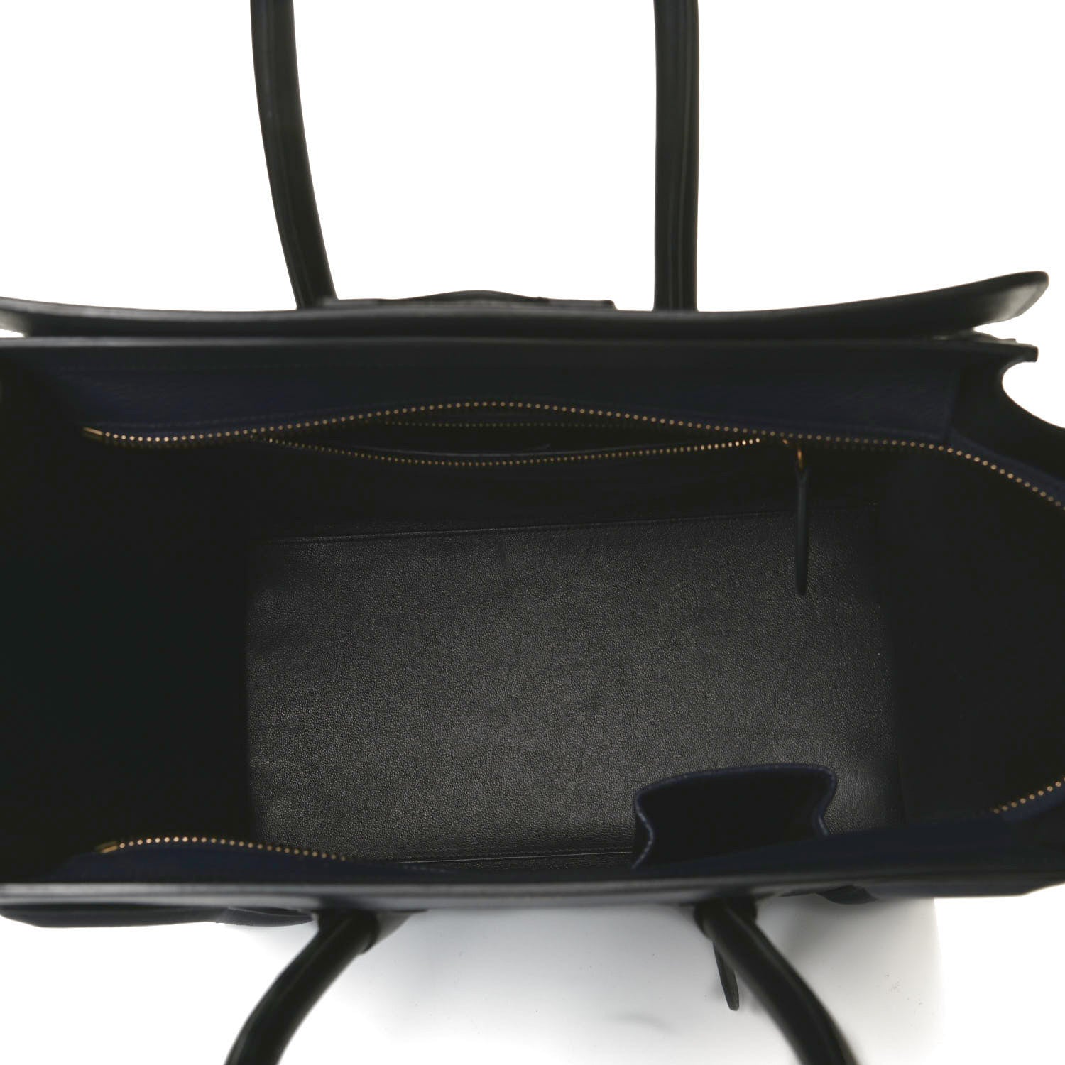Celine Drummed Calfskin Mini Bi-Color Luggage Navy Black 4 of 10